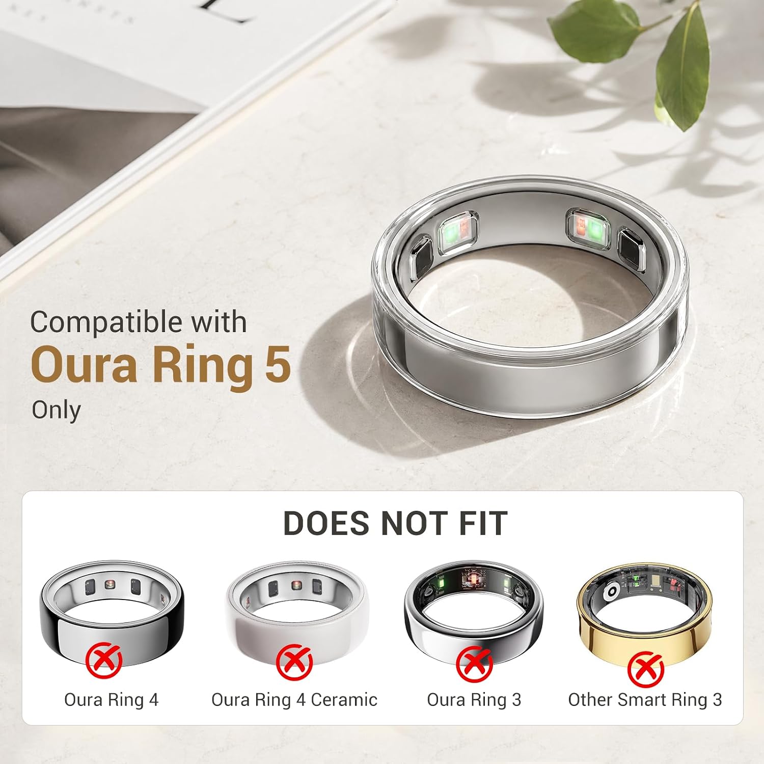 CoBak 3 Pack Clear Ring Cover Compatible with Oura Ring 5