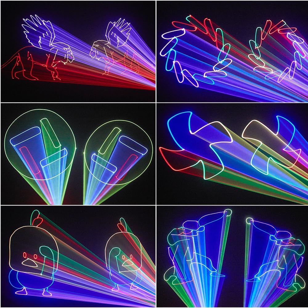 LILIXINGSH Jeux De Lumières，Lumière Laser D'animation DJ Light, Stage Party 3D RVB Polychrome avec DMX512, Son De Musique Et Télécommande for Fête De Mariage Disco Lights Bar Club Stage DJ Lighting