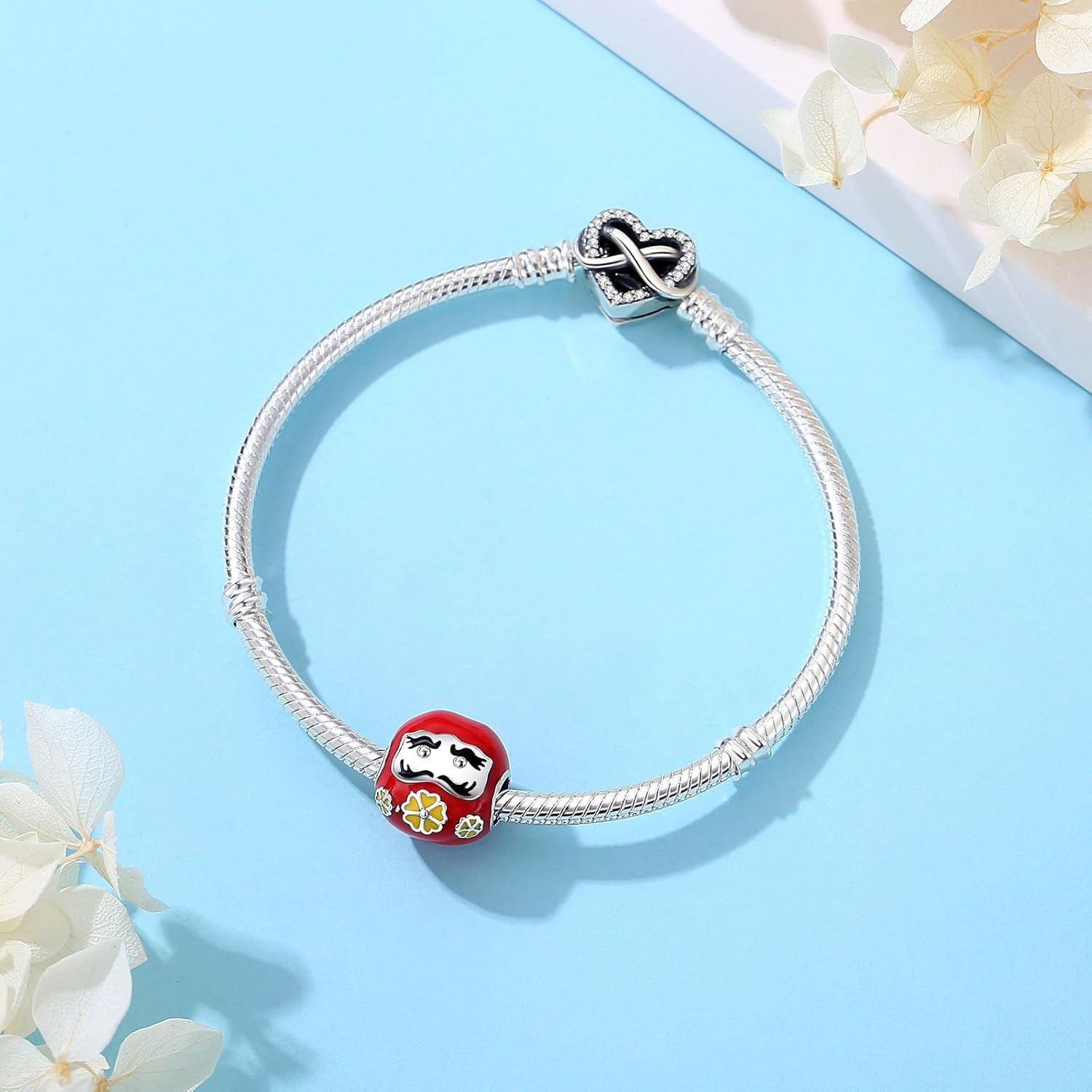 Nbsameng S925 Sterling Silver Charms Bead Compatible for Pandora Bracelets and Necklaces，lucky cat