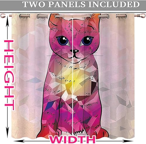 Miniatura 3 de Cortinas de gato para habitación opacas, decoración superior con ojales, acordeón, divisor de habitación de niños, 55 pulgadas de ancho por 55