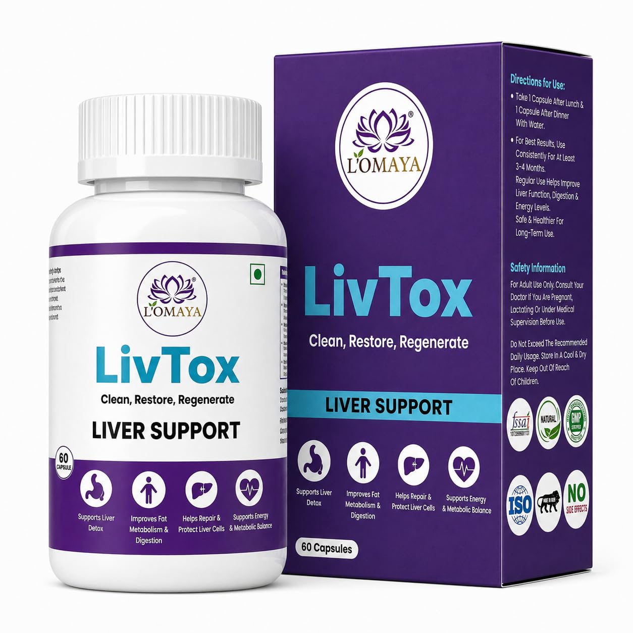 LivTox | Natural Liver Health Supplement | Detox, Bile & Liver Fat Metabolism | Strengthen Hepatic Enzyme | 60 Capsules with Milk Thistle, Bhumi Amla, Kalmegh, CurcuBoost, NAC & More-image-18