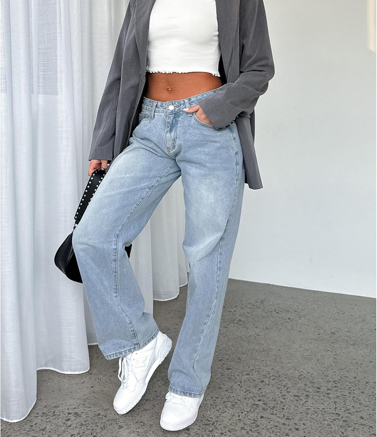 Women's Wide Leg Baggy Jeans - Low Rise, Loose Fit Denim Pants - Y2K Boyfriend Style Trousers for Streetwear - Image 4