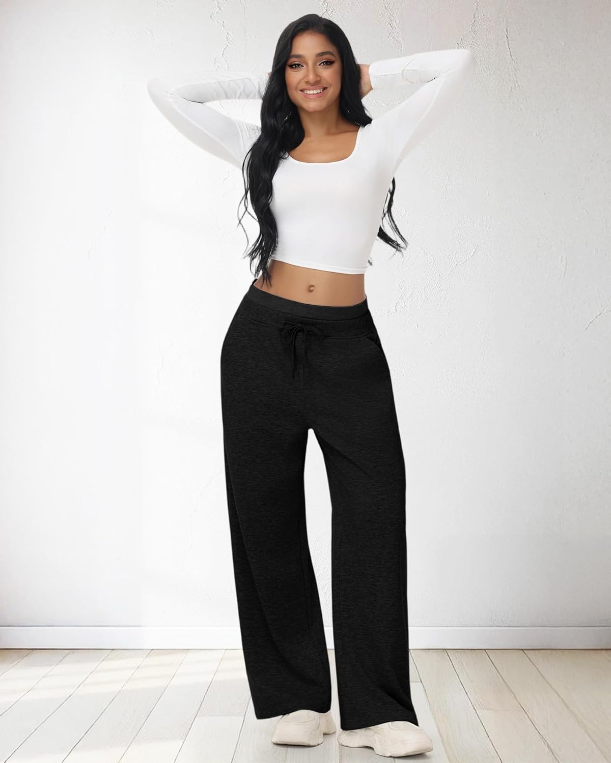 Women's Wide Leg Sweatpant High Waisted Baggy Pants Casual Drawstring Athletic Pant Workout Lounge Pant with Pockets - Image 3