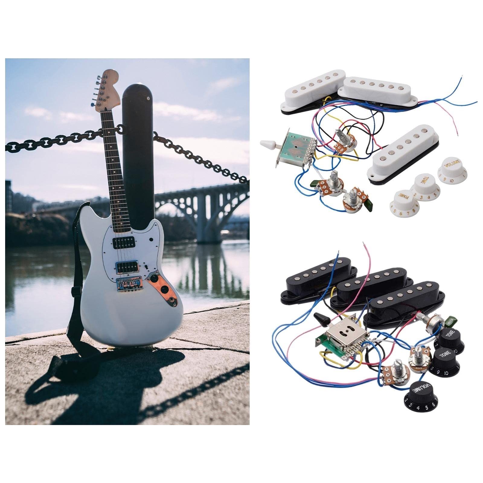 przetworniki do gitary elektrycznej Wstępnie Okablowany Zestaw Przetworników Gitarowych 250K Do Wymiany Części Do Gitary Elektrycznej For ST (Color : 2)