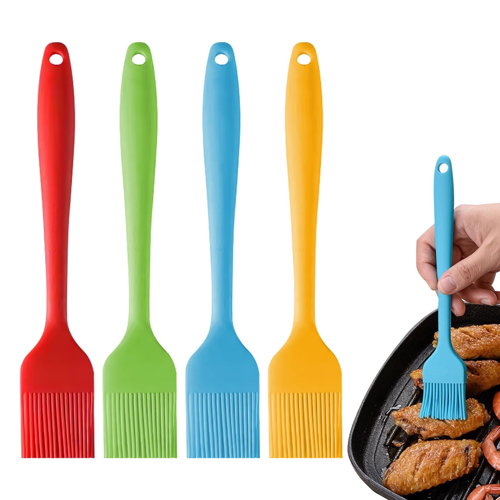 4 Pcs Silicone Pastry Brush Oil Brush, Kitchen Utensils Set For BBQ Heat Resistant Food Cooking Brush Set for Baking, Meat, Desserts Bread, Barbecue Brush Multicolor