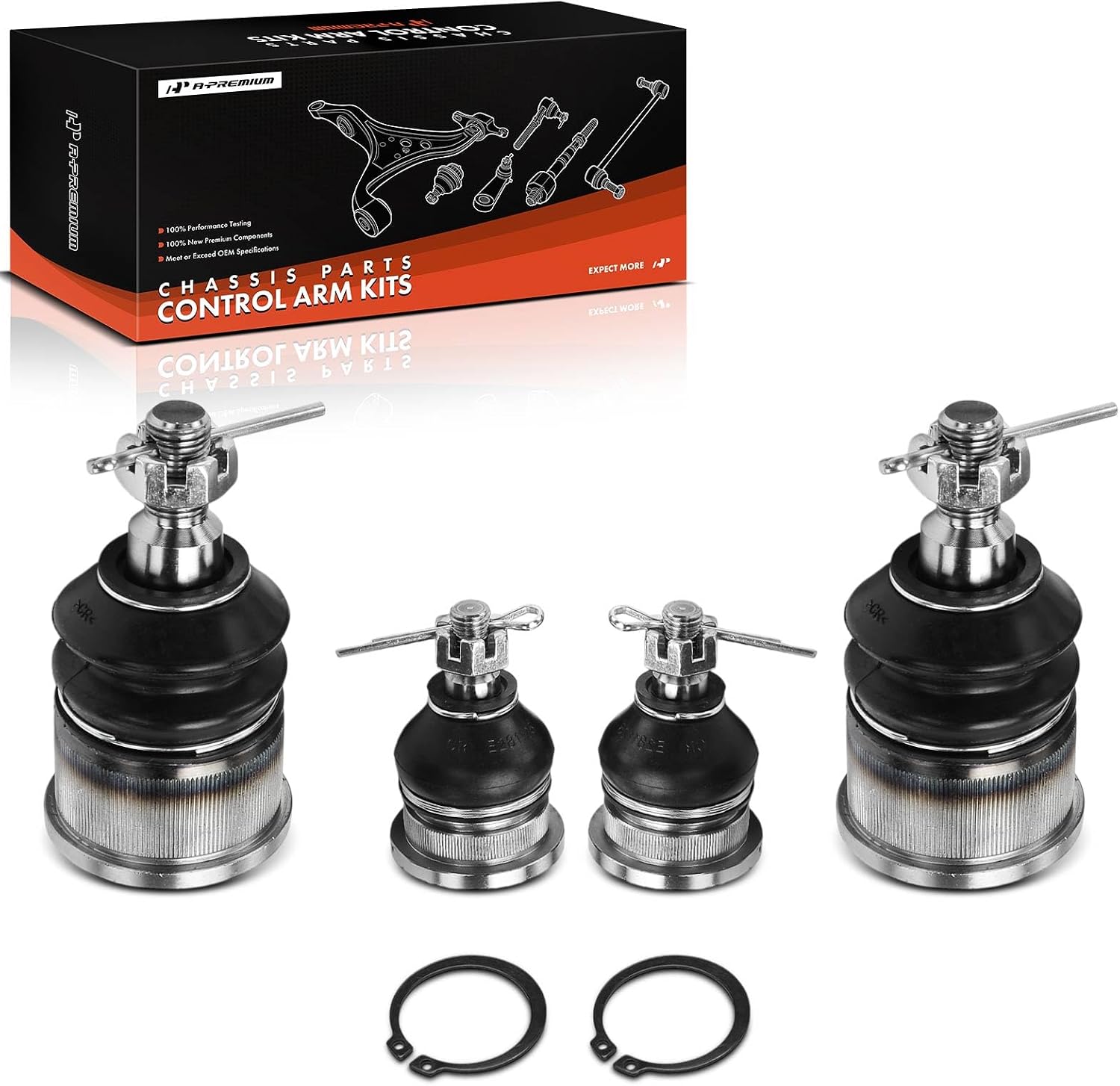 A-Premium Set of 4, Front Upper & Lower Ball Joint Kit, Compatible with Honda Accord 2008-2012, Accord Crosstour 2010-2011 & Acura TSX 2009-2014