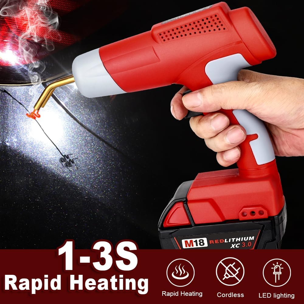 Choerinton Cordless Plastic Welder Gun Compatible with Milwaukee 18V Lithium Batter with 600PCs Hot Staples Plastic Welding Kit for Car Bumper, Dashboard & Repair(No Battery)