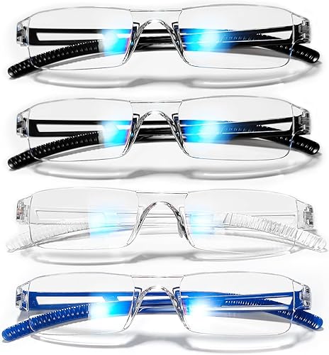 WEMOOTANTS 4 pares de anteojos de lectura con bloqueo de luz azul, anteojos de lectura para computadora para hombres, marco de anteojos WEMOOTANTS 4 pares de anteojos de lectura con bloqueo de luz azul, anteojos de lectura para computadora para hombres, marco de anteojos