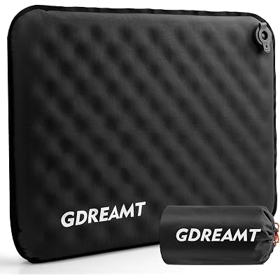 Inflatable Seat Cushion, Self-Inflating Memory Foam Stadium Seats Cushion Portable Camping Air-Foam Sitting Pad for Travel Airplane Car Bleachers Backpacking Office, Lightweight & Compact