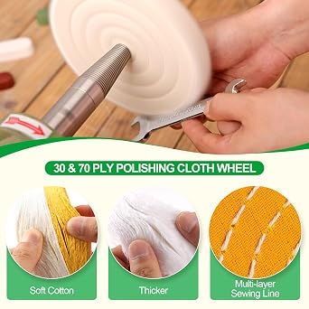7PCS 6 Inch 1/2 Arbor Hole Polishing Wheels Kit for Bench Grinder