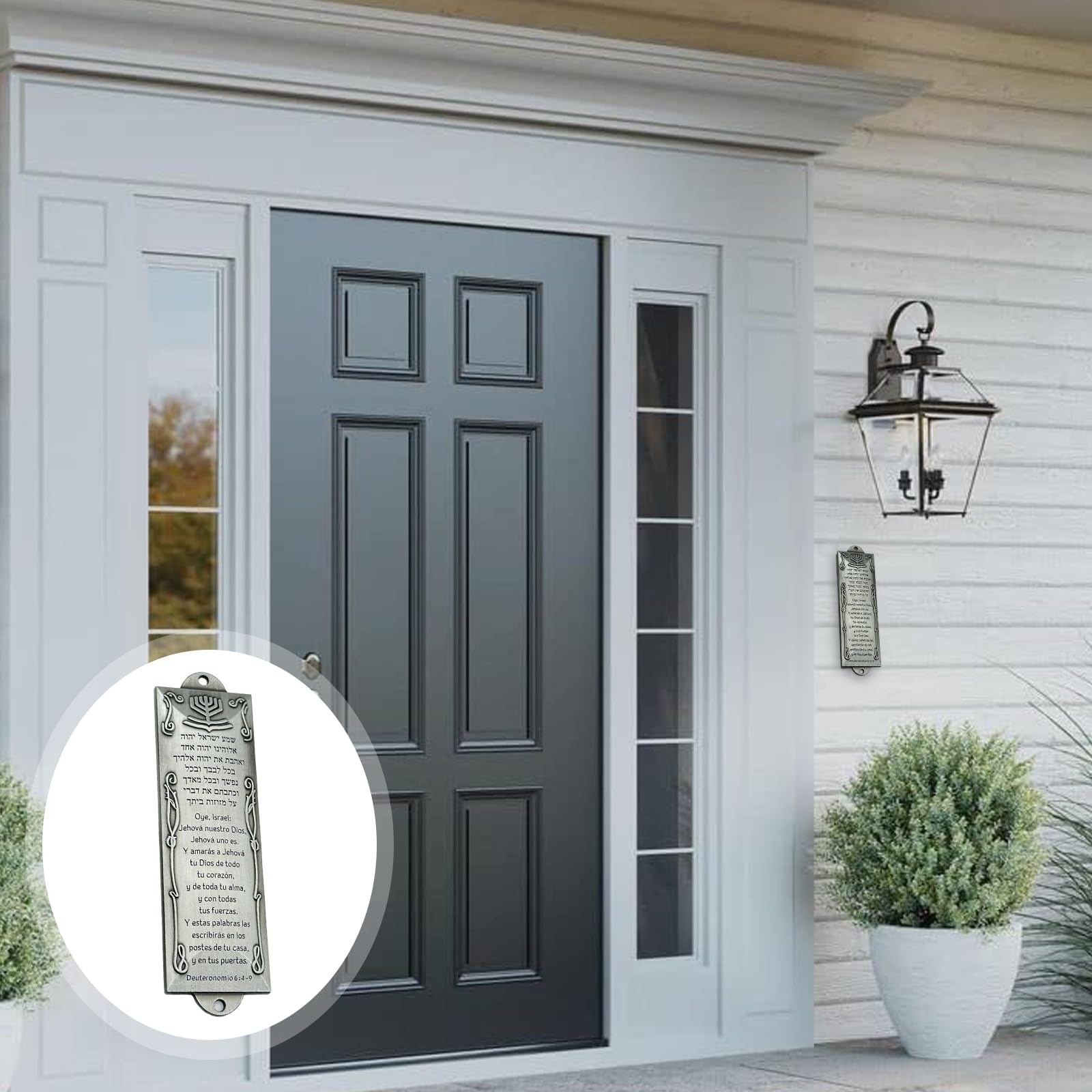 MLWSKERTY Luxurious Spanish Styles Door Decors Accent Antique Finish Metal Mezuzah Case Wall Vintage Religious Plaques Judaic