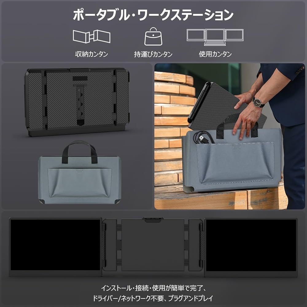 Amazon.co.jp: Kwumsy S2 モバイルモニター 2画面 トリプル