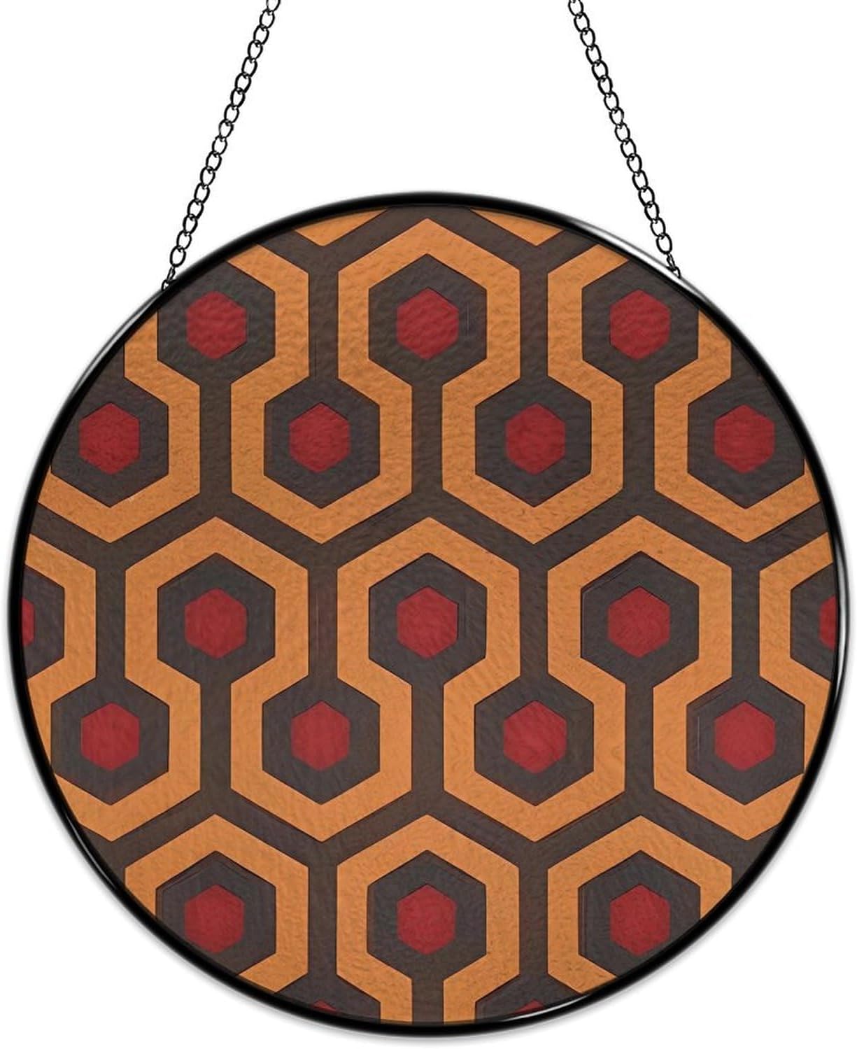 30x30cm Round Stained Glass Suncatcher for Window Hanging Decor with Chain