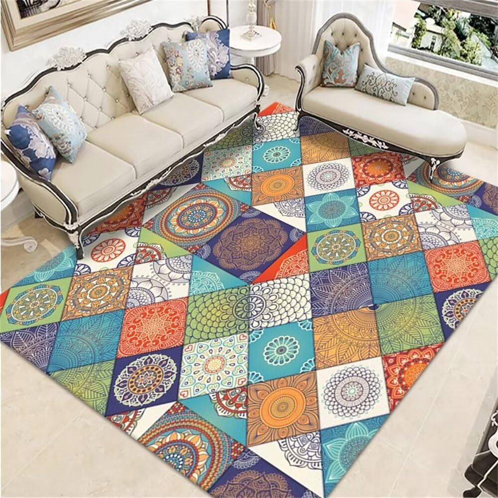 Tapis facile à entretenir antidérapant motif floral vintage 60x90