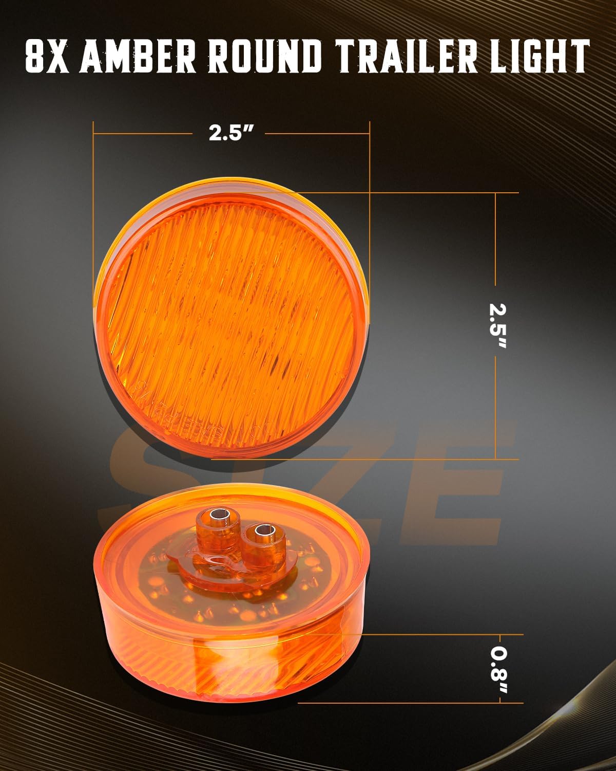 cciyu 8x 2.5" Round 13 Led Trailer Led Side Marker Lights 2.5 Inch Clearance Lights Amber Light w Reflex Lens Waterproof Running Light for Truck Camper Round Led Side Clearance Marker Lights Sealed