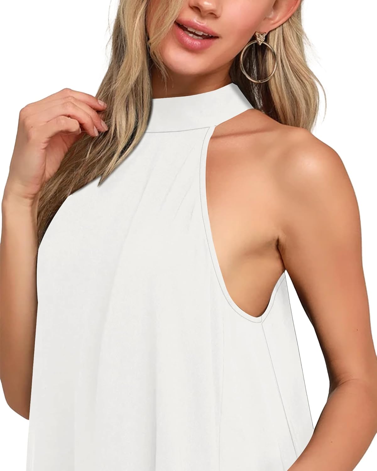 AUSELILY Womens Summer Dress Sleeveless Halter Neck Beach Dress Casual Sundresses with Pockets - Image 4