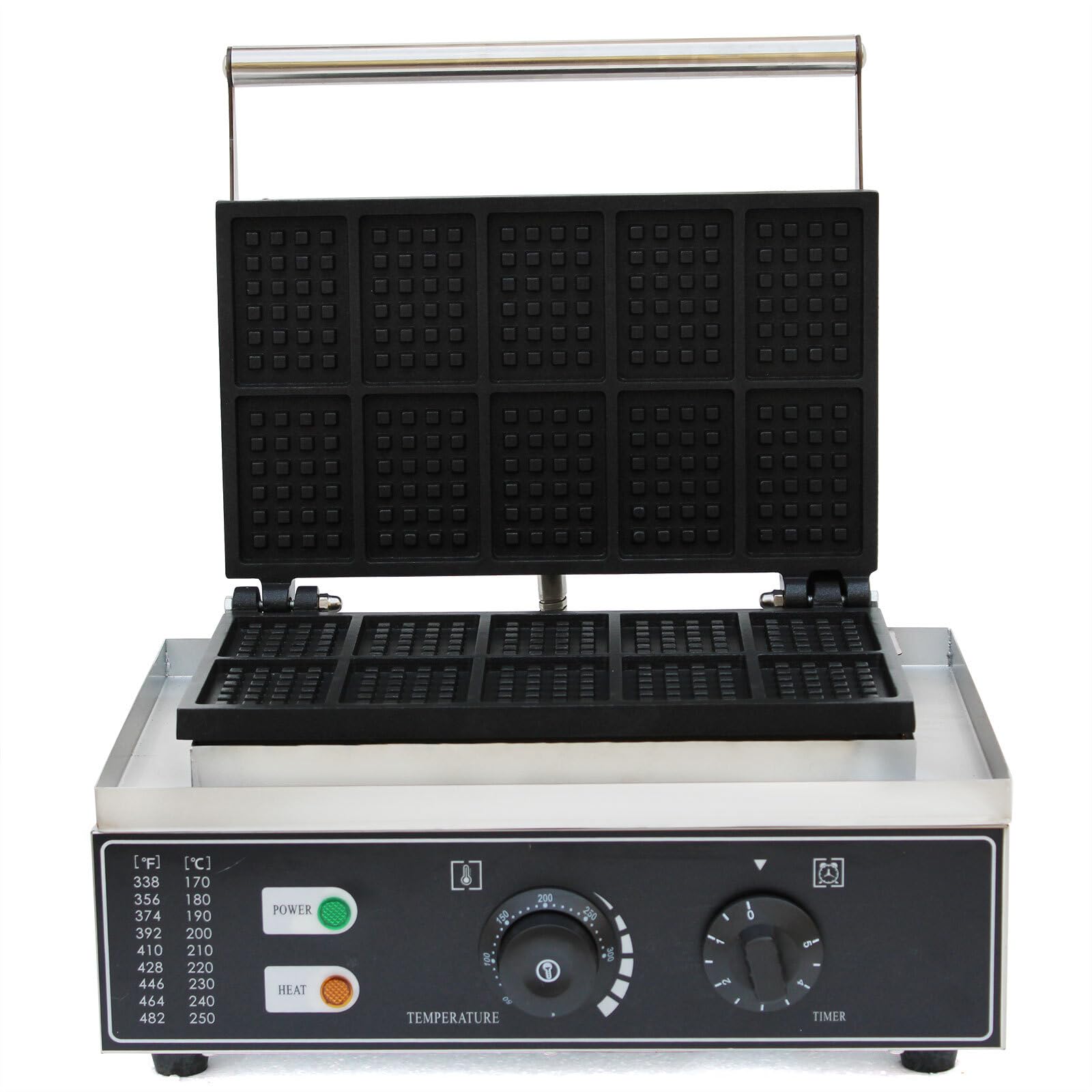 Padella antiaderente in acciaio inox 201 per waffle commerciale antiaderente Griddle 122-572°F Timer di temperatura regolabile per ristorante uso domestico caffetteria panificio e buffet precoci 220V