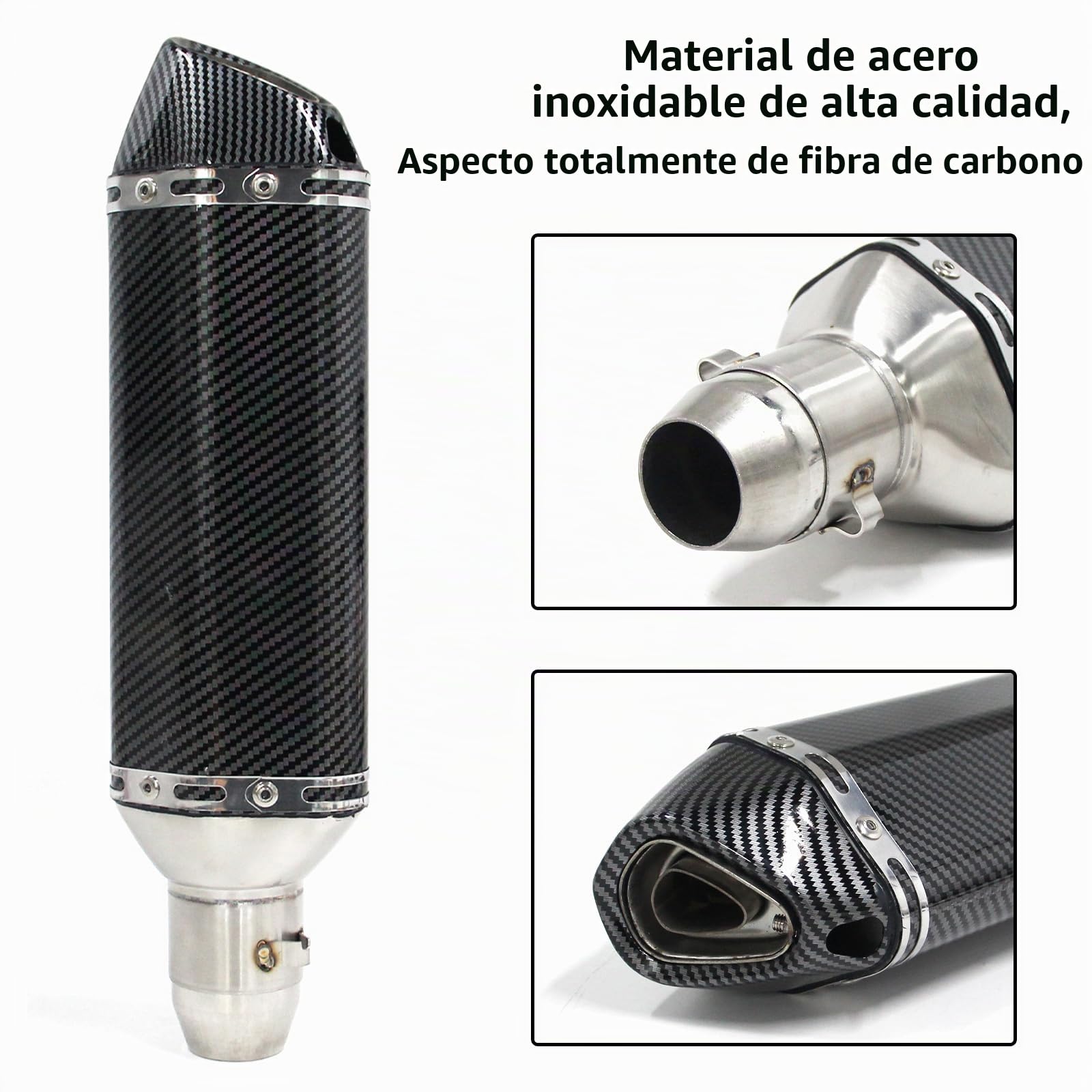 38-51mm Universal Motocicleta Silenciador Tubo de Escape Slip-on Silenciador de Acero Inoxidable Colorido Pequeño Hexagonal Diagonal Cola de Escape Silenciador Adecuado Para Scooter ATV