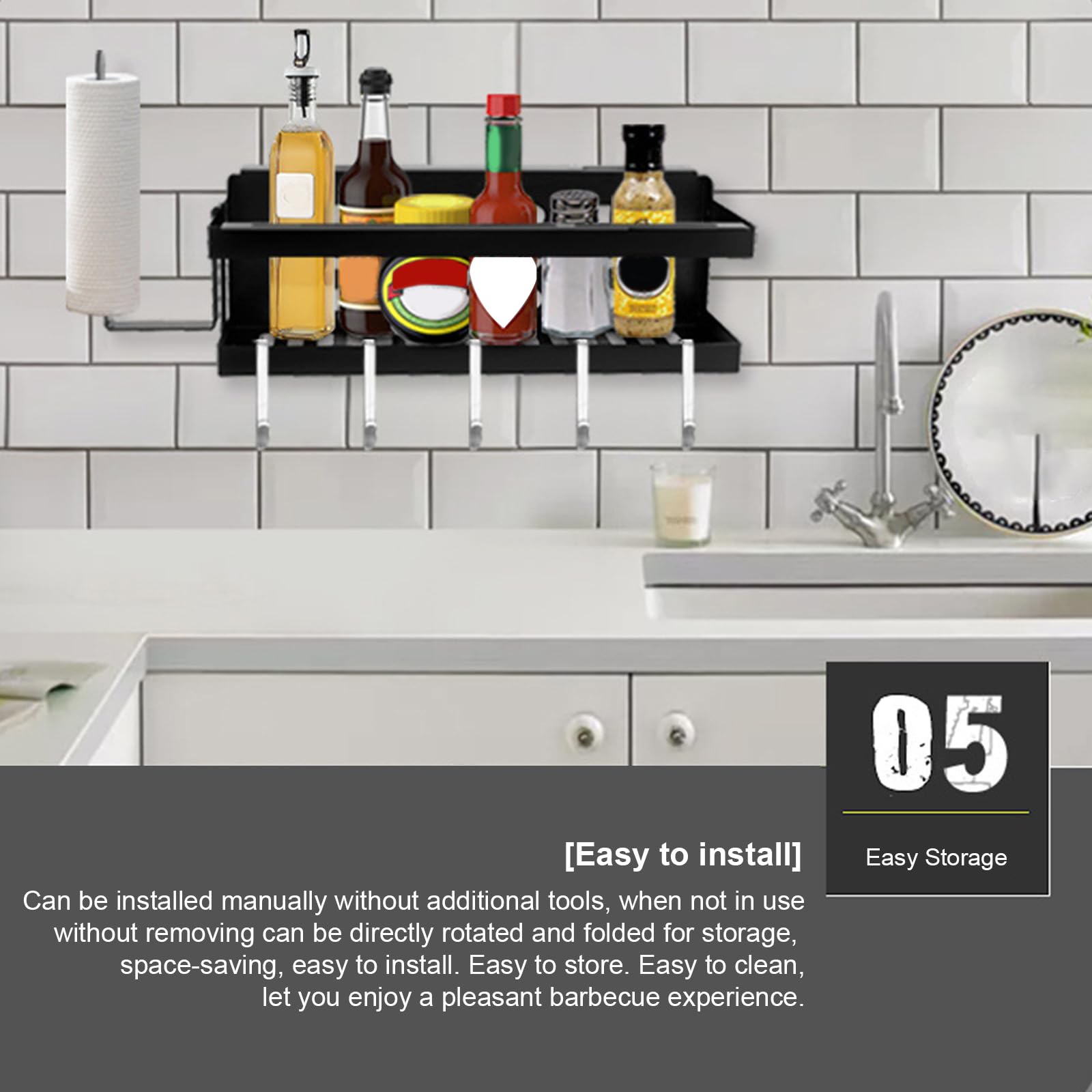 Generico Organizer für Grill, Behälter für Grill, Grillutensilien, für Schaufeln, Handtücher, Gewürze, Utensilien, Ölflaschen und Spatel für den Außenbereich