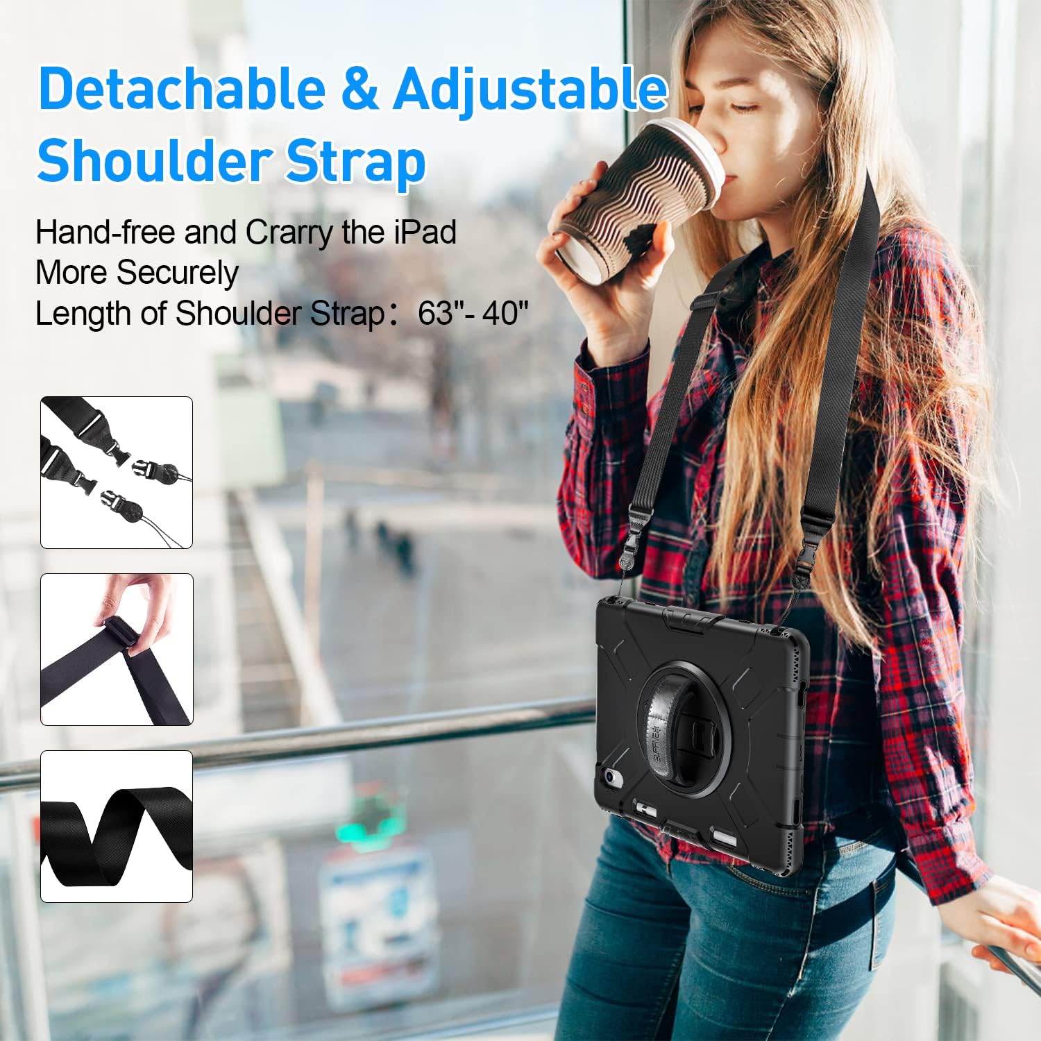 SUPFIVES Case for iPad (A16) 11th/10th Generation 2022/2025, Full-Body Drop Protection Cover for iPad 10th Gen 10.9/11 inch with Screen Protector, 360° Rotate Stand, Shoulder Strap, Pencil Holder