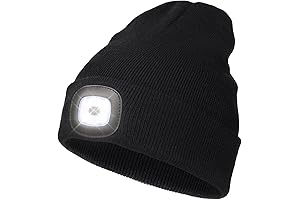 LED Beanie with The Light, Unisex USB Rechargeable Headlamp Winter Knitted Cap...