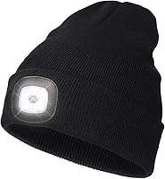 Vista 1 de Gorro LED con Luz, Gorro con Linterna de 4 LED Unisex Recargable por USB, Manos Libres, Gorro de Invierno de punto con Luz Nocturna, Linterna