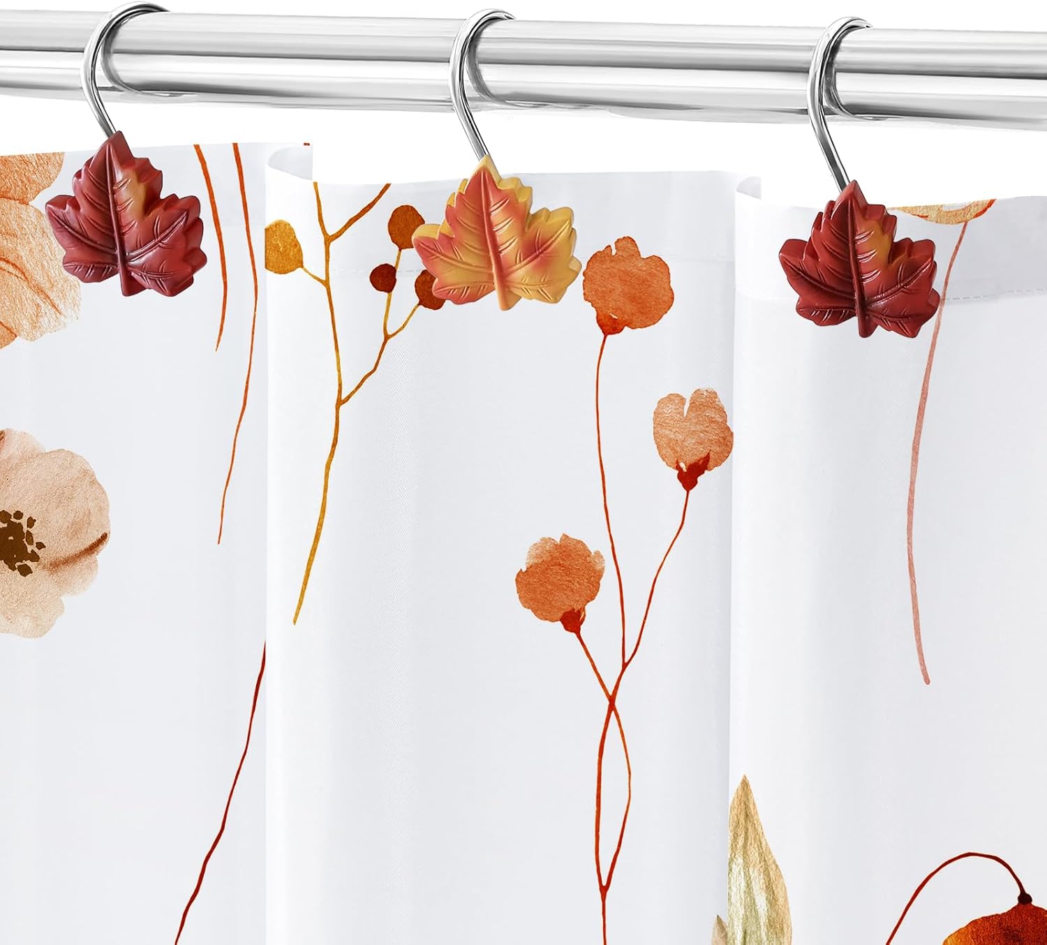 Gibelle 12PCS Leaves Shower Curtain Hooks, Boho Farmhouse Shower Curtain 72 * 72