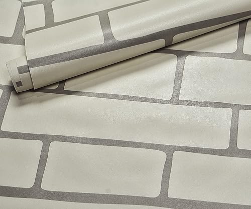 Miniatura 6 de H9217 - Papel tapiz rectangular para despegar y pegar, papel tapiz de ladrillo de 17.7 pulgadas x 9.8 pies, azulejos autoadhesivos de metro, papel