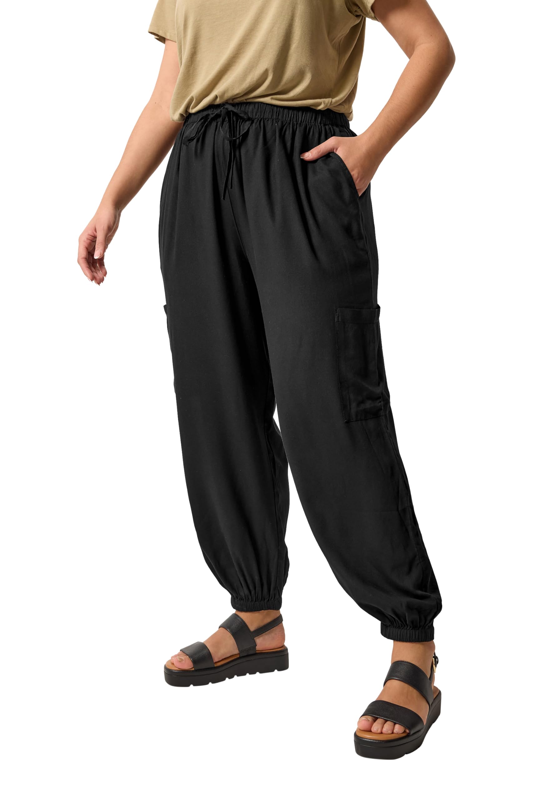 Yours - Women's Cargo Balloon Trousers - Black - Size 20