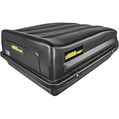 JEGS Rooftop Cargo Carrier for Car Storage - Large Roof Rack Style Carrier - Heavy Duty Weatherproof Storage - Made in USA - 18 Cubic Ft - 110 Lb Capacity - Aero Hard Shell