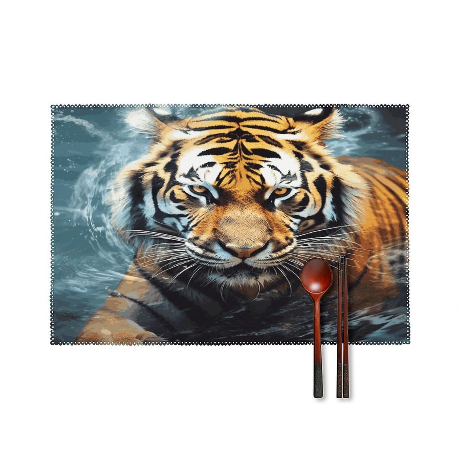 Cool Tiger Placemats Set of 4 Heat Resistant Non-Slip Place Mats for Dining Table Washable Placemat Wipeable Dining Table Mat Canvas Place Mats Dining Table Decor