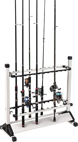 Vista 2 de JOYWAVE Soportes para cañas de pescar,Soportes para cañas de pescar de aluminio,Soporte portátil para cañas de pescar,Capacidad para hasta 24 Blanco
