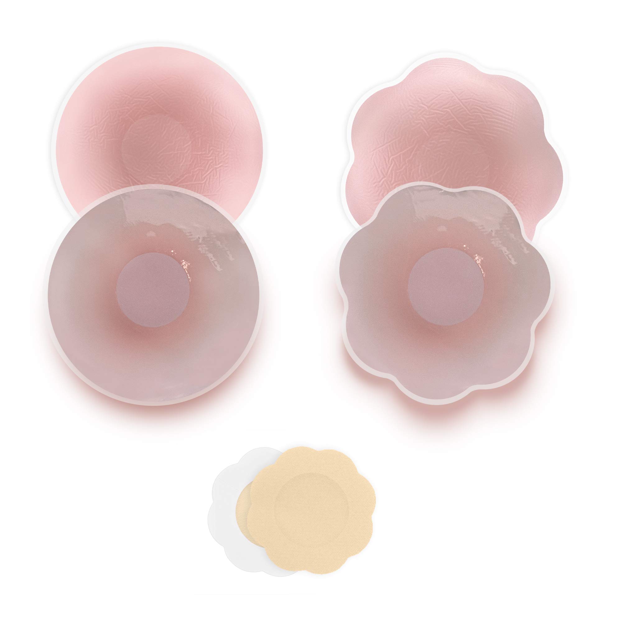 Fasionato Women's Beige Silicone Nipple Covers For - Invisible And Reusable Nipple Covers - Backless And Strapless Breast Pasties Nipple Cover And Invisible Breast Petals For - 3 Pairs