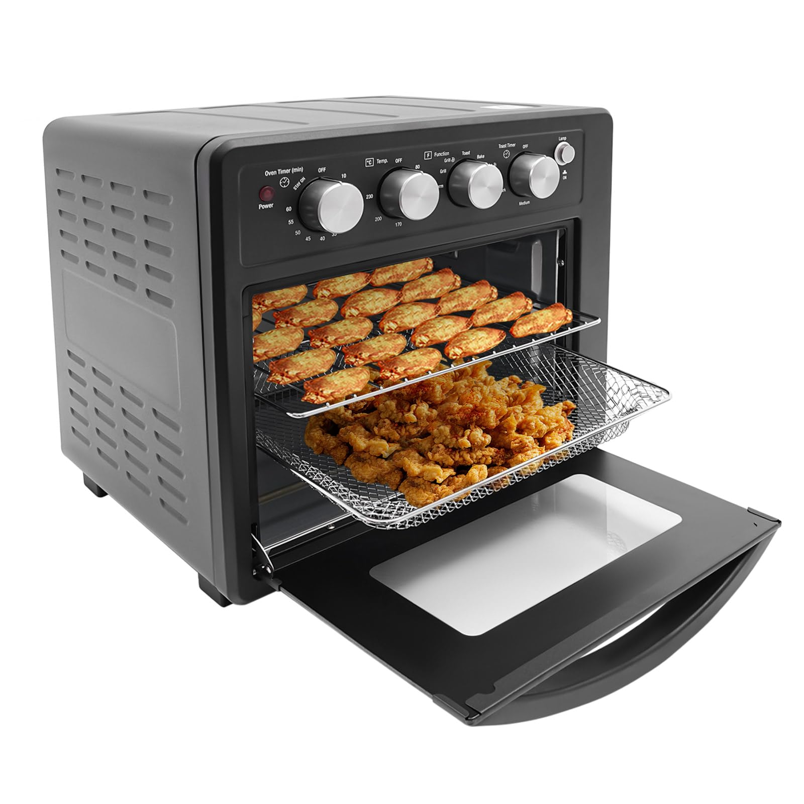 Four électrique de 1700 W, arrêt automatique, température réglable (176-446 °F), temps (10-60 minutes), four multifonction pour la cuisson du poulet, du pain grillé, de la pizza en