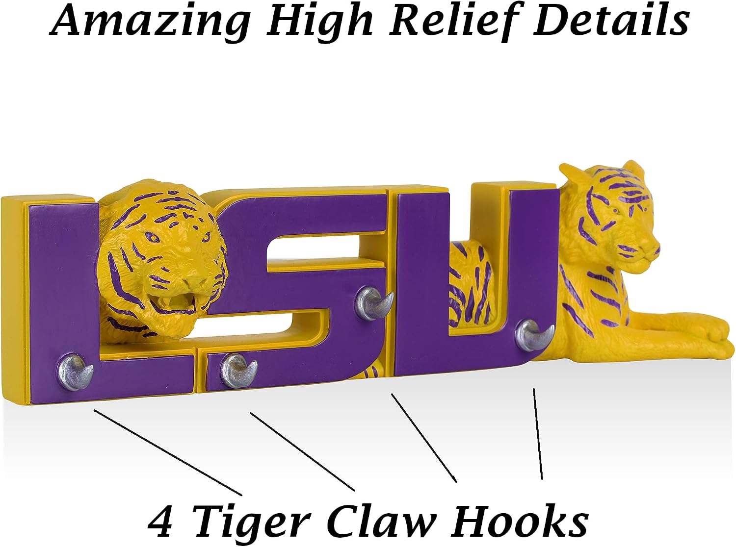 LSU Tigers Key Rack, Grill Gear Holder Wall Decor image 4