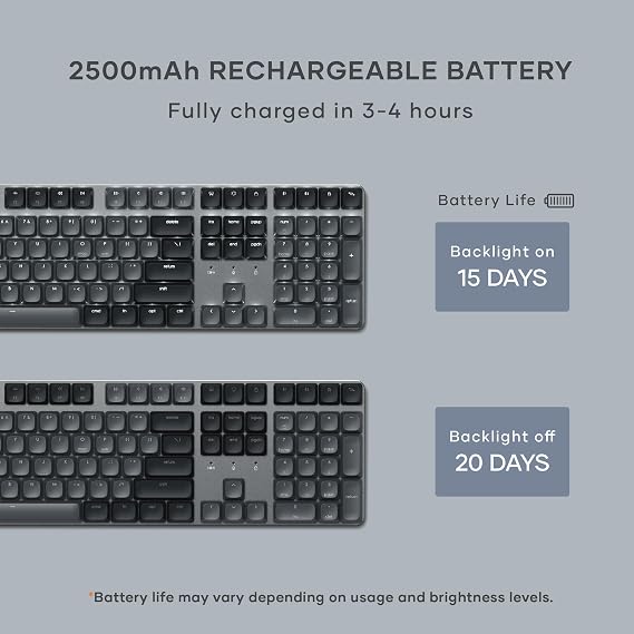 Satechi SM3 Mechanical Keyboard & OntheGo Wireless Bluetooth Mouse, Rechargeable Battery