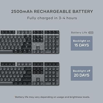 Satechi SM3 Mechanical Keyboard & OntheGo Wireless Bluetooth Mouse, Rechargeable Battery