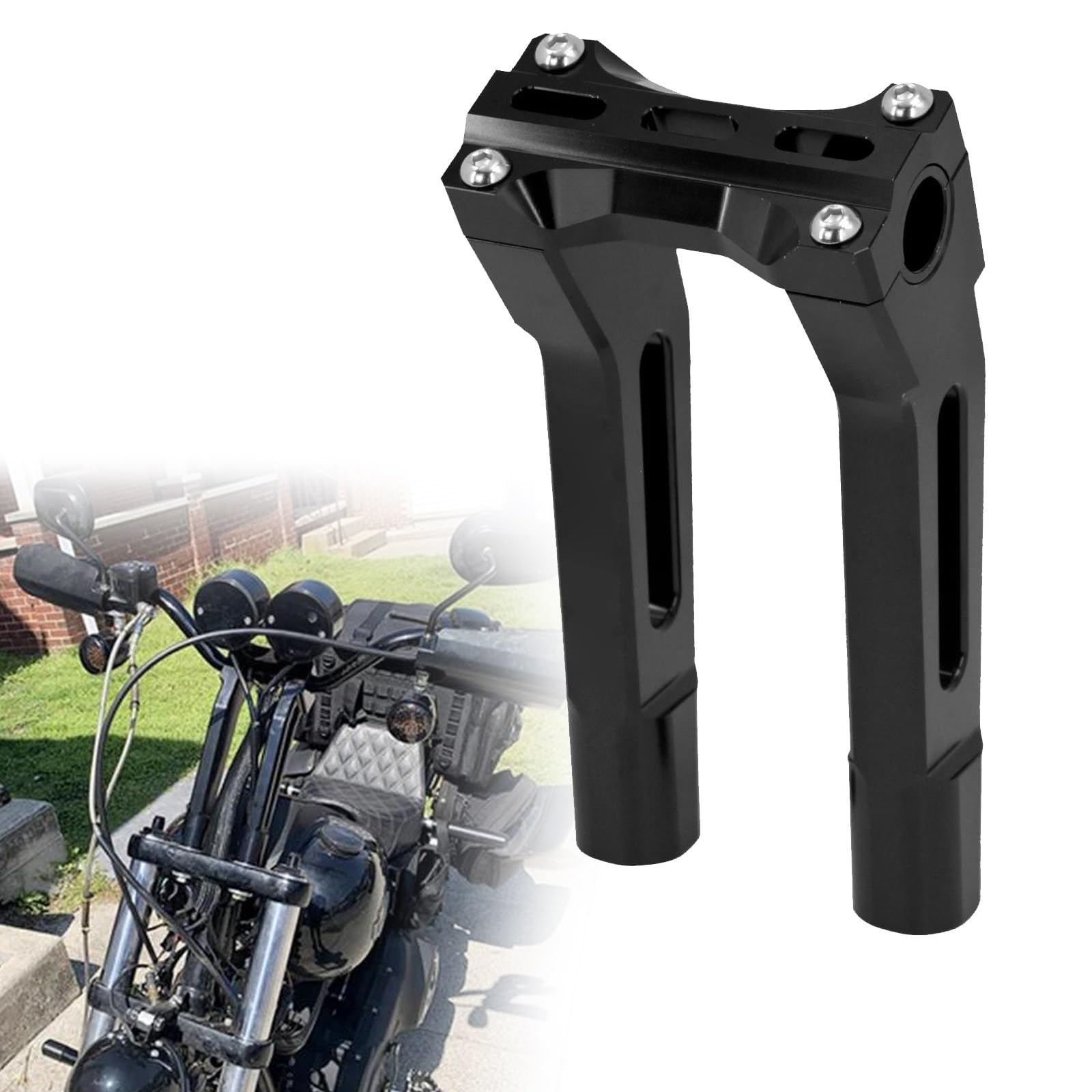 Rehausseur de guidon 10'' pullback noir en aluminium forgé pour finition Electra