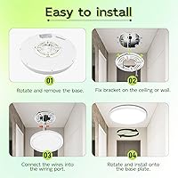 Vista 7 de hykolity – Luz LED redonda plana de 9 pulgadas con temperatura de color seleccionable (CCT), 18W, 1800 lúmenes, 3000K/4000K/5000K, luz de techo