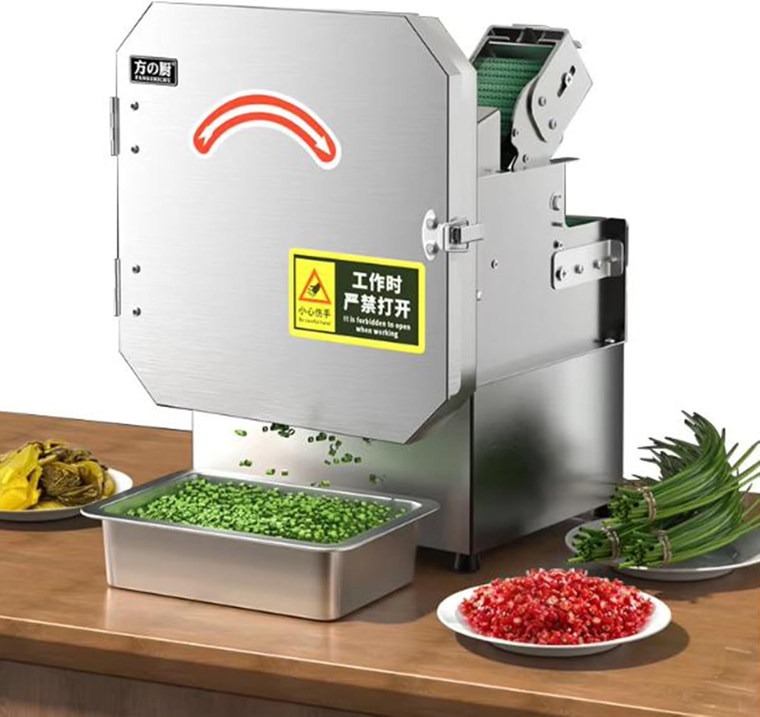 200W Electric Vegetable Chopper, 700BPM Adjustable Cutting Machine, Commercial Vegetable Cutter with Conveyor Belt for Efficient Food Preparation