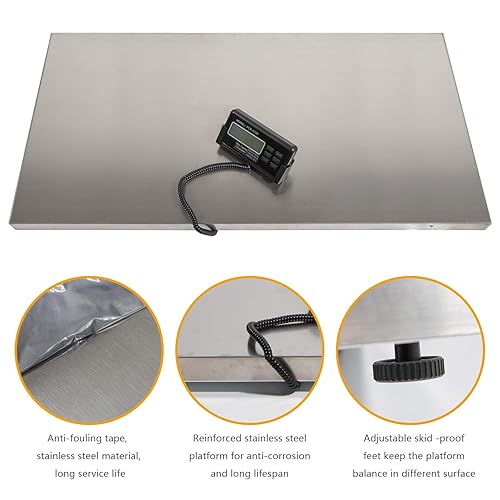 Vista 10 de Báscula de ganado, 1,102.3 lbs/1100 libras, báscula digital de envío postal resistente para mascotas veterinaria con plataforma grande de acero