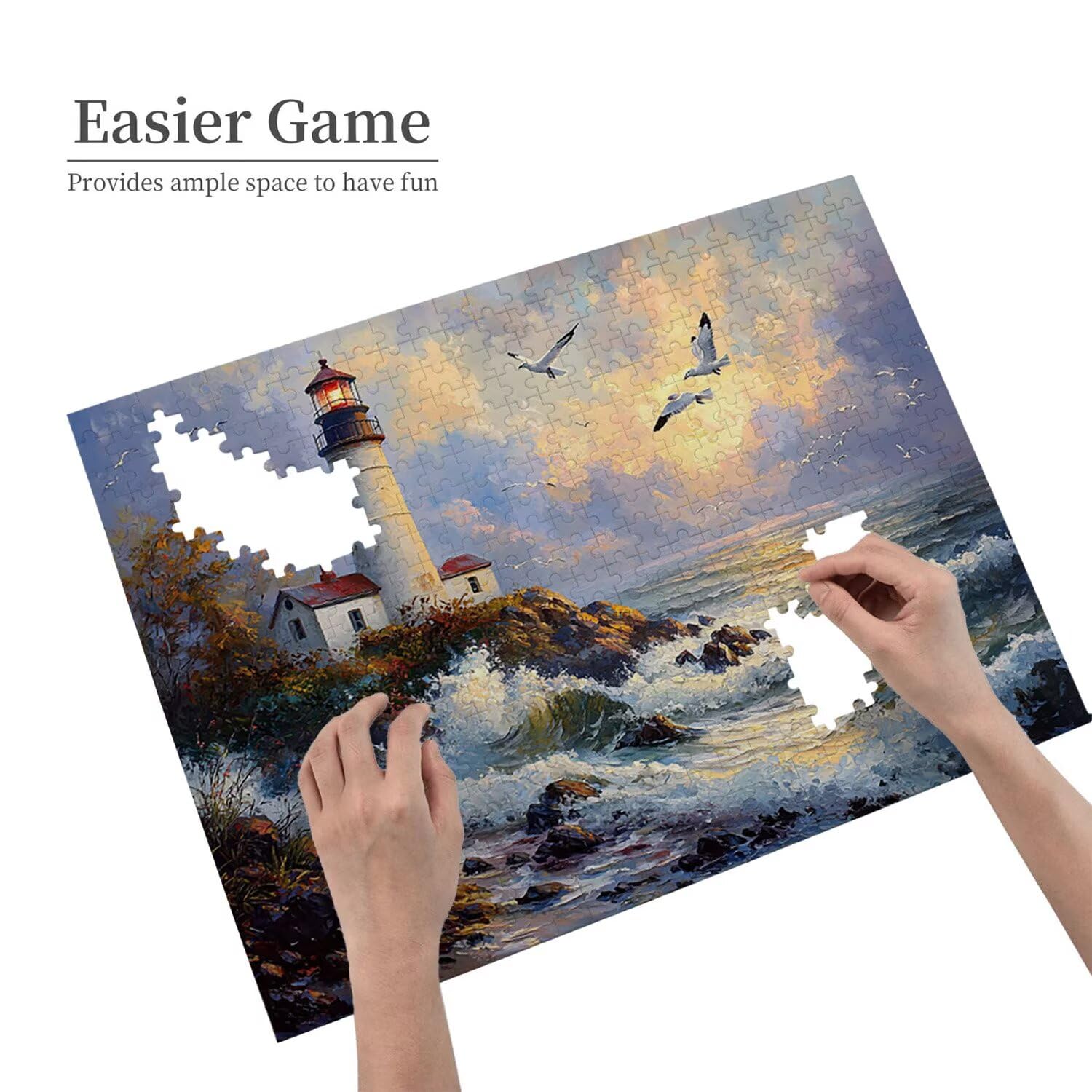 Puzzle para Adultos 3000 Piezas, Gaviota Faro Puzzle, Difícil, Desafiante, Rompecabezas Encajan Perfectamente, Letras en la Parte Posterior, sin Polvo, Regalo para Personas Mayores 122x80cm s-254