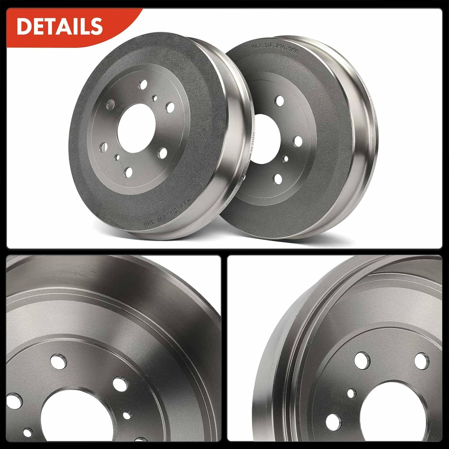 A-Premium Rear Brake Drums and Shoes Set Compatible with Chevrolet Silverado 1500 & GMC Sierra 1500, 2009 2010 2011 2012 2013, 2-PC