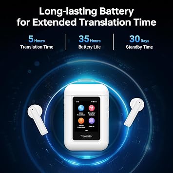 Anfier A8 AI Translation Earbuds Real Time, ChatGPT Translator Device in 144 Languages, Audifonos Traductores Ingles Espanol Real-time No APP Required, Offline Language Traductor for Travel (White)
