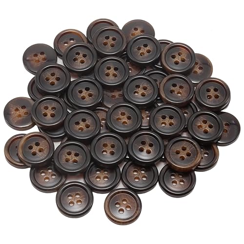 Lilaly 50 Pcs 5/8 inch Sewing Coat Buttons, 4-Hole Craft Round Blazer Buttons, Suitable for Variety Clothing Sewing for DIY Craft/Seamstresses(Style 9)