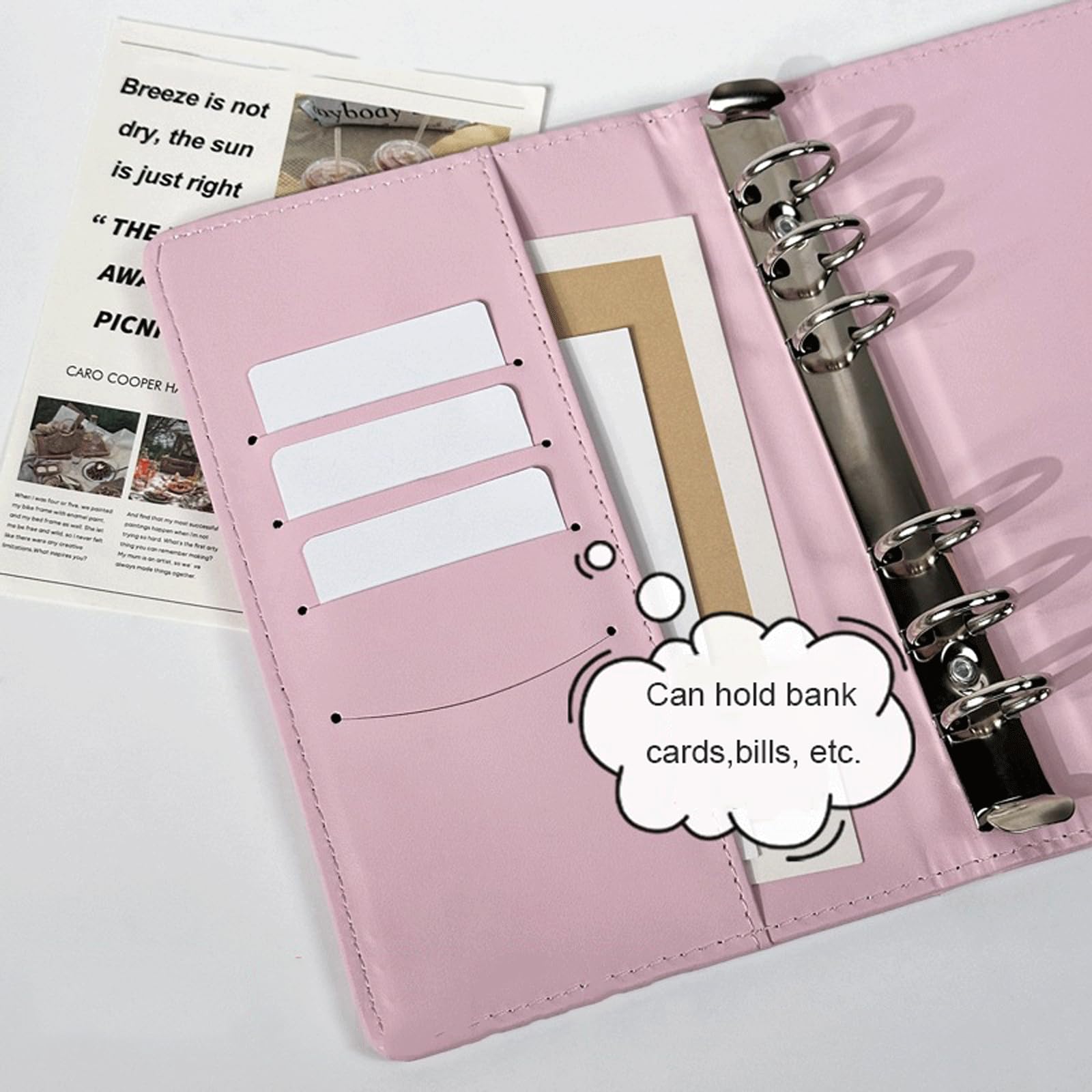 Carnet de notes créatif A6 avec mot de passe et cadenas, journal intime en cuir, carnet à feuilles mobiles, carnet de voyage, collection de timbres, journal intime(White1+Pink1)
