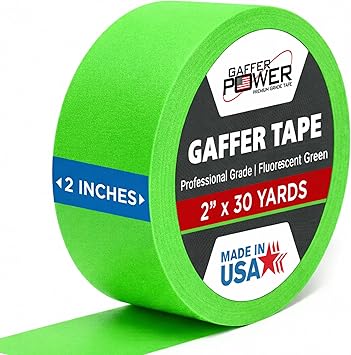 Gaffer Power Proudly Made in The USA, Real Professional Grade Gaffer Tape, Heavy Duty Gaffers Tape, Non-Reflective, Multipurpose. 2 Inches x 30 Yards, Fluorescent Green
