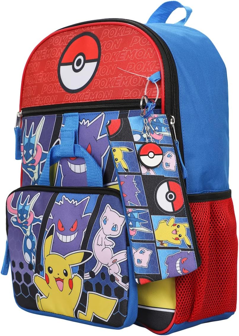 BIOWORLD Mens Pokemon Pokeball 5-Piece Backpack Set (Little Kid/Big Kid), Red, One size - Image 4