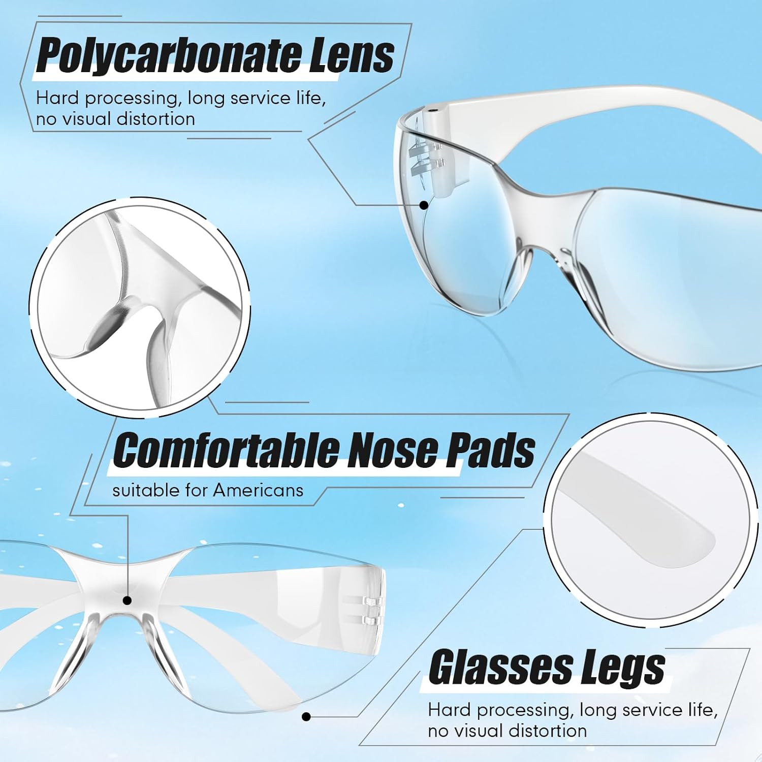 Chumia 100 Pairs Safety Glasses Bulk Clear Protective Eyewear Scratch Resistant Safety Glasses for Men Workshop Lab Group