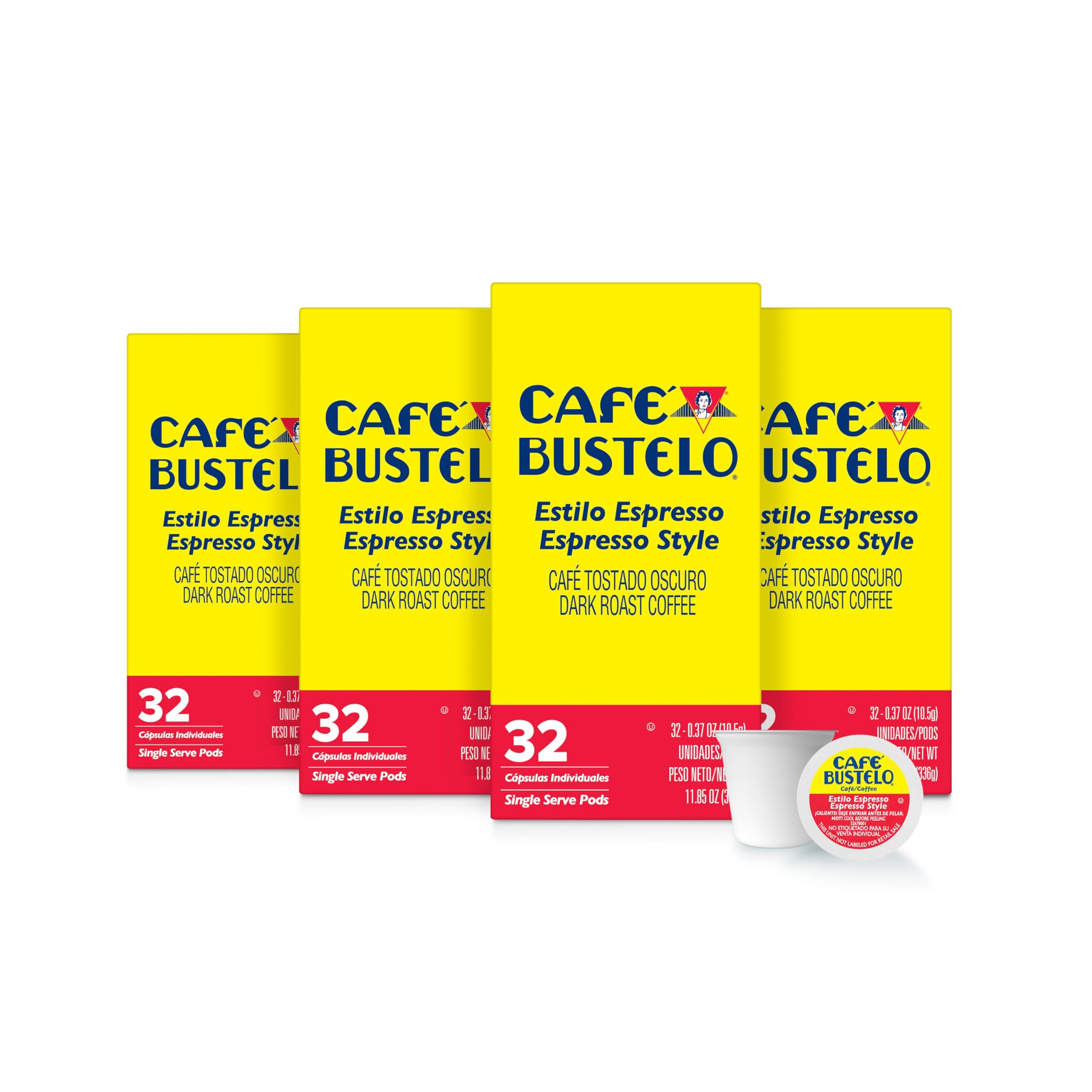 Amazon.com: Caf Bustelo Espresso Style Dark Roast, Single Serve Coffee Pods,  32 Count (Pack of 4)